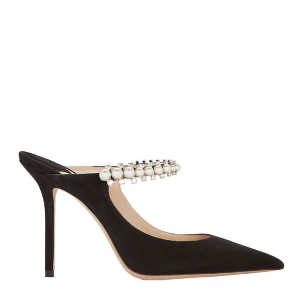 New JIMMY CHOO Bing Suede Pearl-Embellished Mules $1,195 38 - Picture 2 of 11